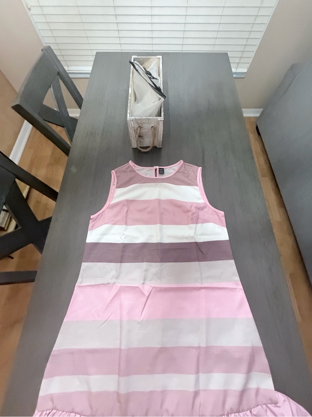 SHEIN Pink White Striped Sleeveless Shift Dress